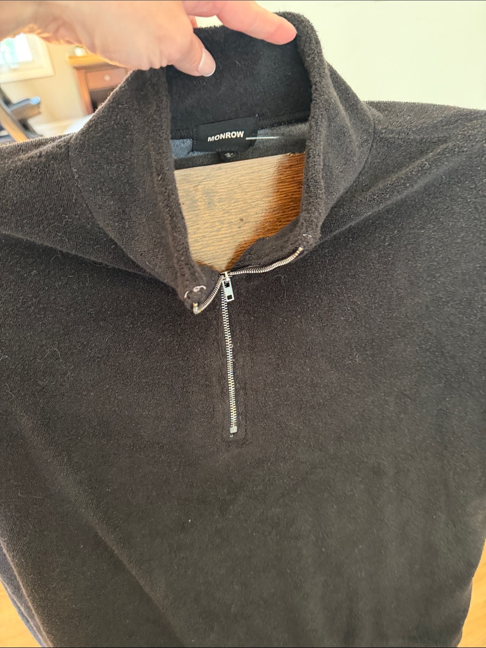 Monrow Super Soft NWT  Black Zip-Up Mock Neck SweaterSize Small